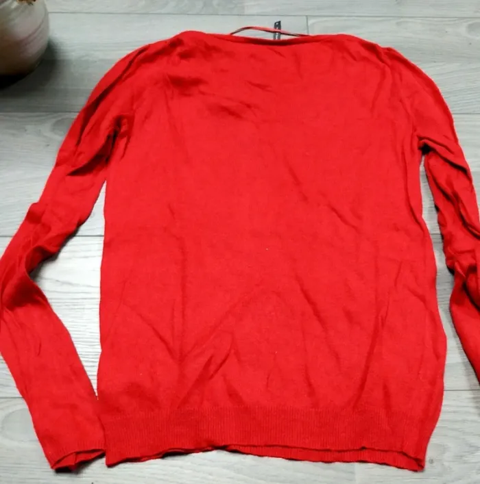 Pull blouse manches longues rouge laine nœuds M 38 Naf Naf - photo numéro 5