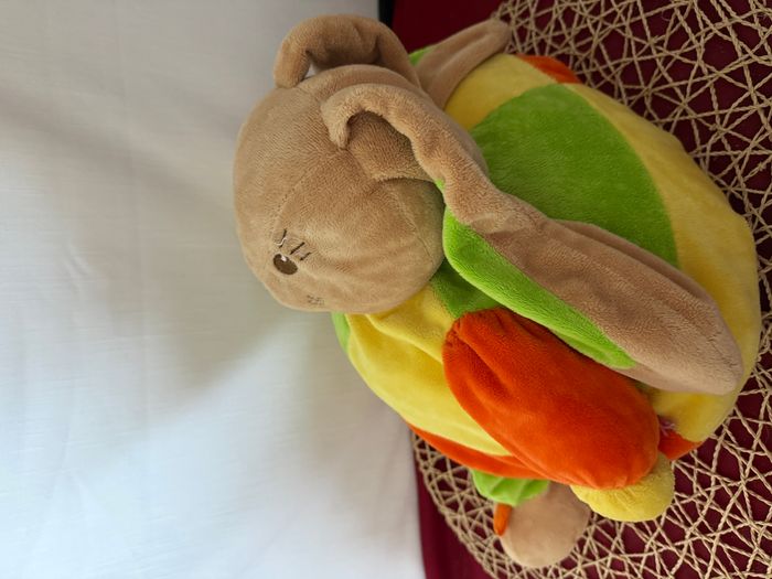 doudou boule lapin vert ,jaune , orange , jaune - photo numéro 4