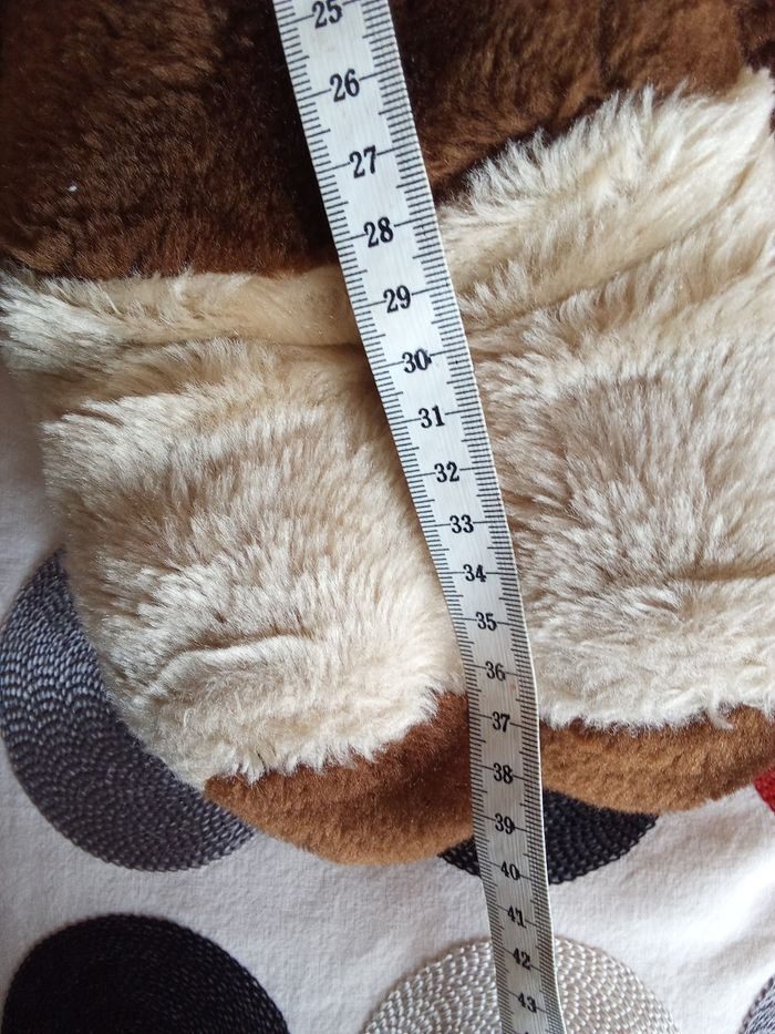 Peluche ours marron foncé / clair  beige   40 cm +/-  vintage ancien bel ours  ourson Boulgom  en posture debout  nez noir dur  yeux noirs en plastique - photo numéro 8