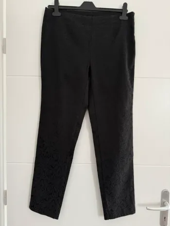 Pantalon legging noir droit long jacquard tailleur costume pantaloni pantalones Vloeiende Calças