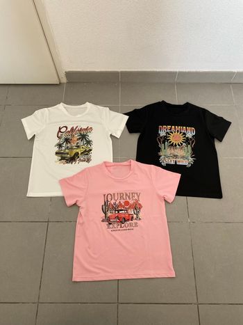 Lot de 3 T-shirts fille imprimés tendance -7/8 ans