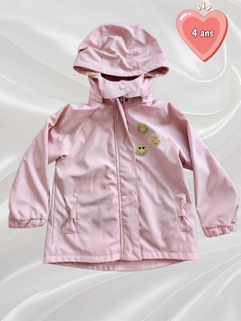 Veste coupe-vent imperméable rose fille 4 ans