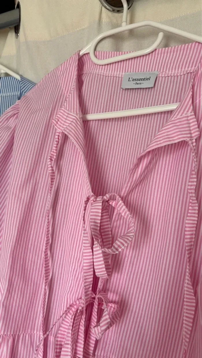 Blouse rose rayée à noeuds - photo numéro 5