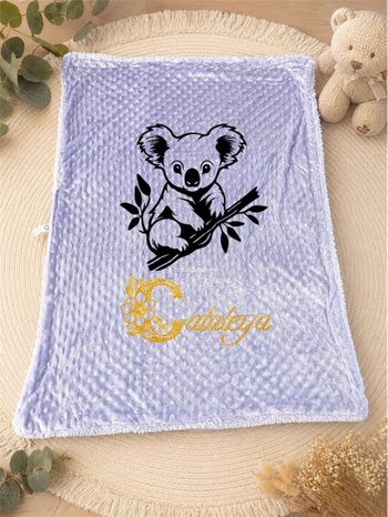 Couvertures personnalisées plus attache tétine koala 