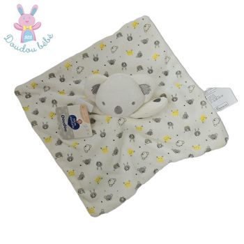 Doudou plat Koala blanc jaune gris MOTS D'ENFANTS SIPLEC
