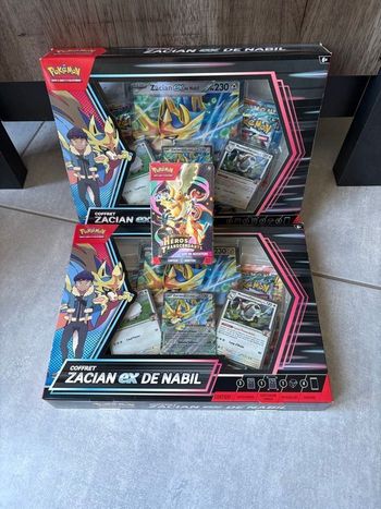 Pack Pokémon Bundle Héros transcendants + Lot 2 Coffret Zacian Ex de Nabil étincelles déferlantes