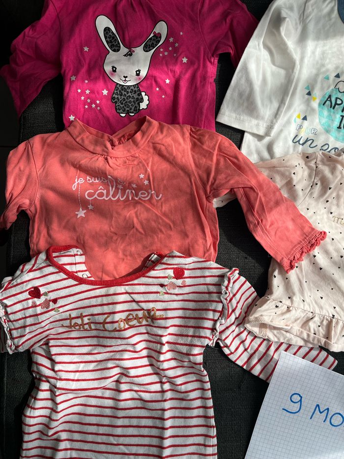 Lot fille hauts à manches longues taille 9 mois - photo numéro 2