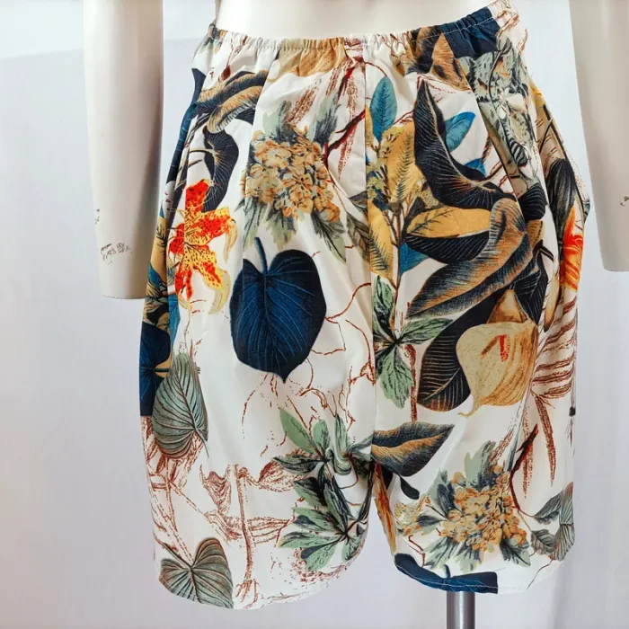 Combishort blanc dentelle et imprimé tropical, fines bretelles croisées, taille XL A1209 - photo numéro 8