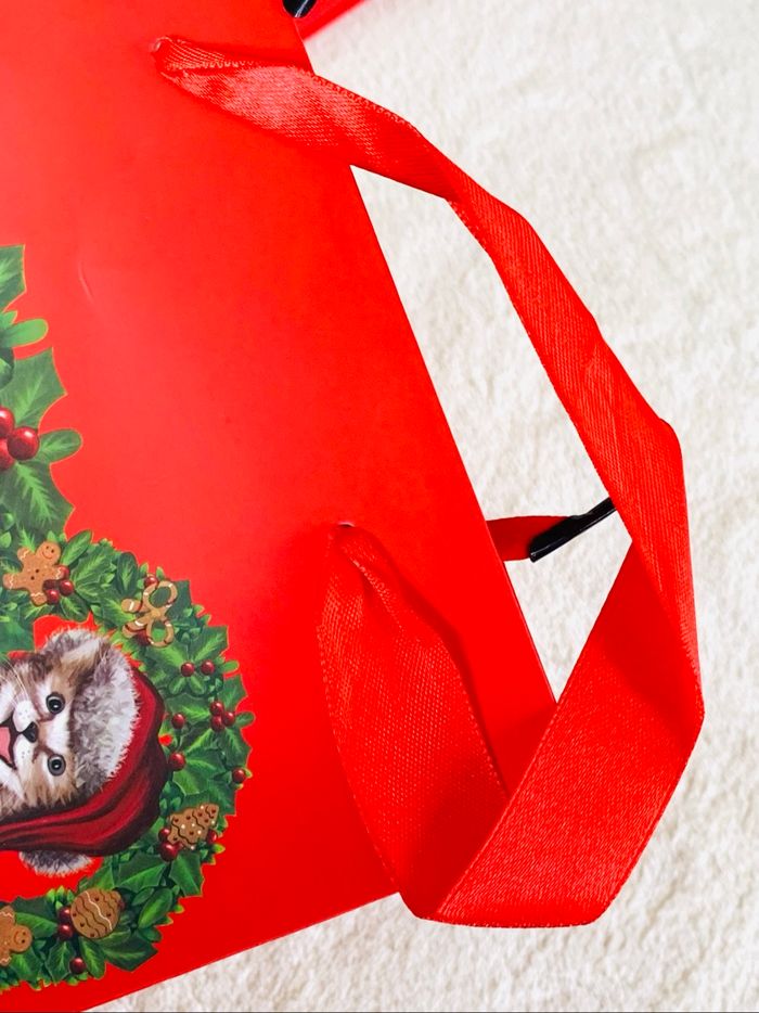 Lot de 3 pochettes rouges chats Noel Vitrine Magique - photo numéro 4