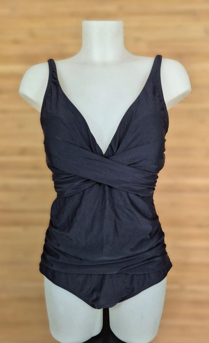 Maillot de bain noir 1 pièce pour femme taille XL tissus croisé