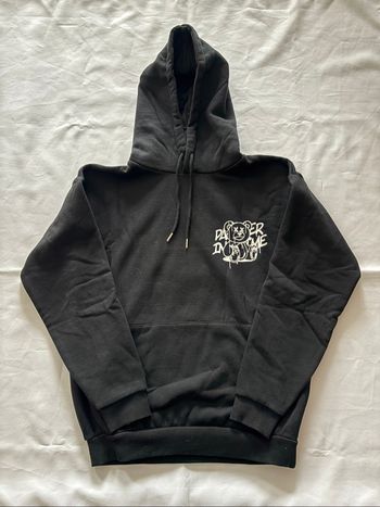Sweat à capuche noir avec motif imprimé blanc sur le torse et dans le dos - FSBN - XS/34