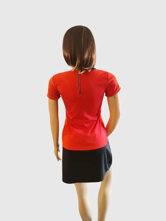 Robe Mini Cache Cache Rouge, Taille 38 - Style Color Block Tendance ! - photo numéro 4