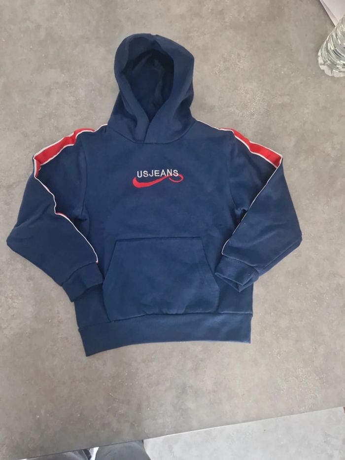 Sweat à capuche garçon bleu T6ans TBE US jeans