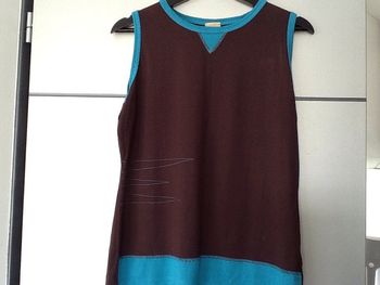 Top Marron et turquoise