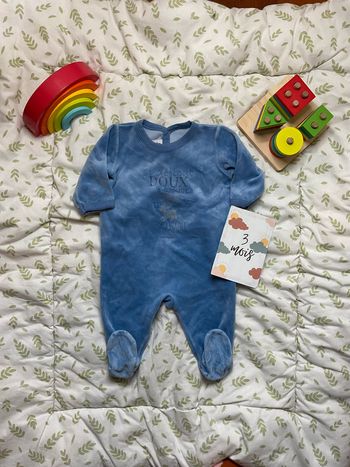 pyjama grenouillère en velours bleu petit bateau 3 mois