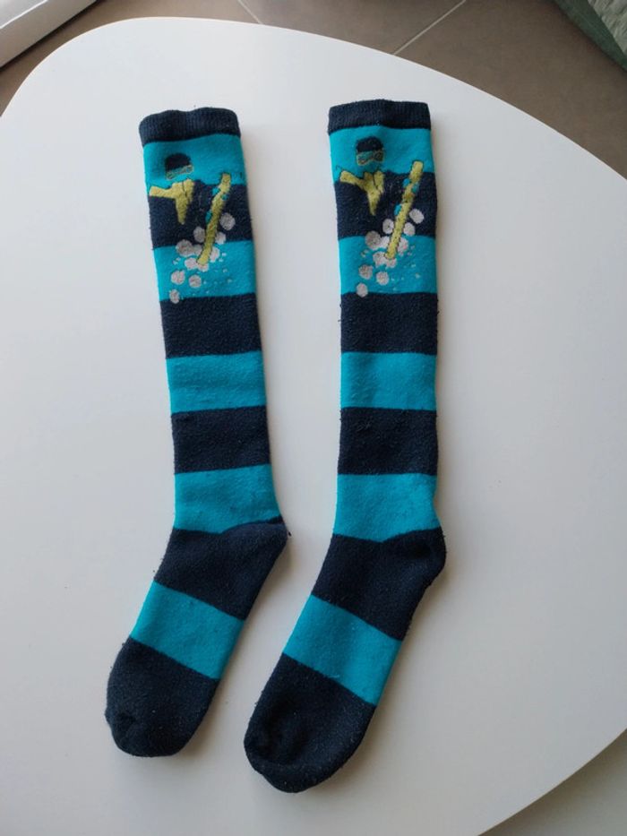 Chaussette de ski rayé marine/ bleu T