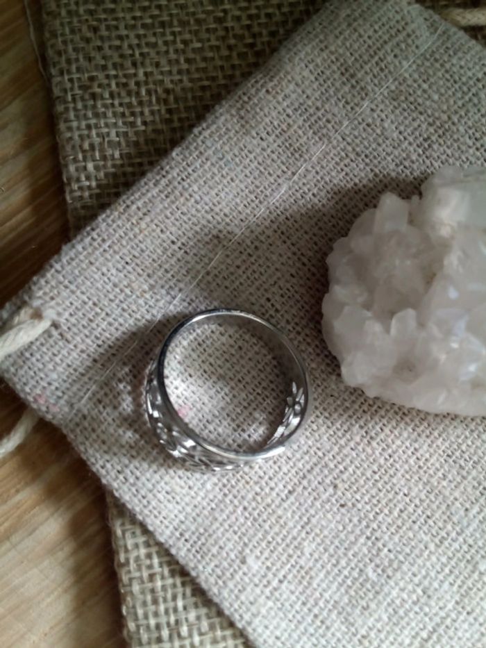 Bague bohème fleur zircons acier inoxydable argenté - photo numéro 3