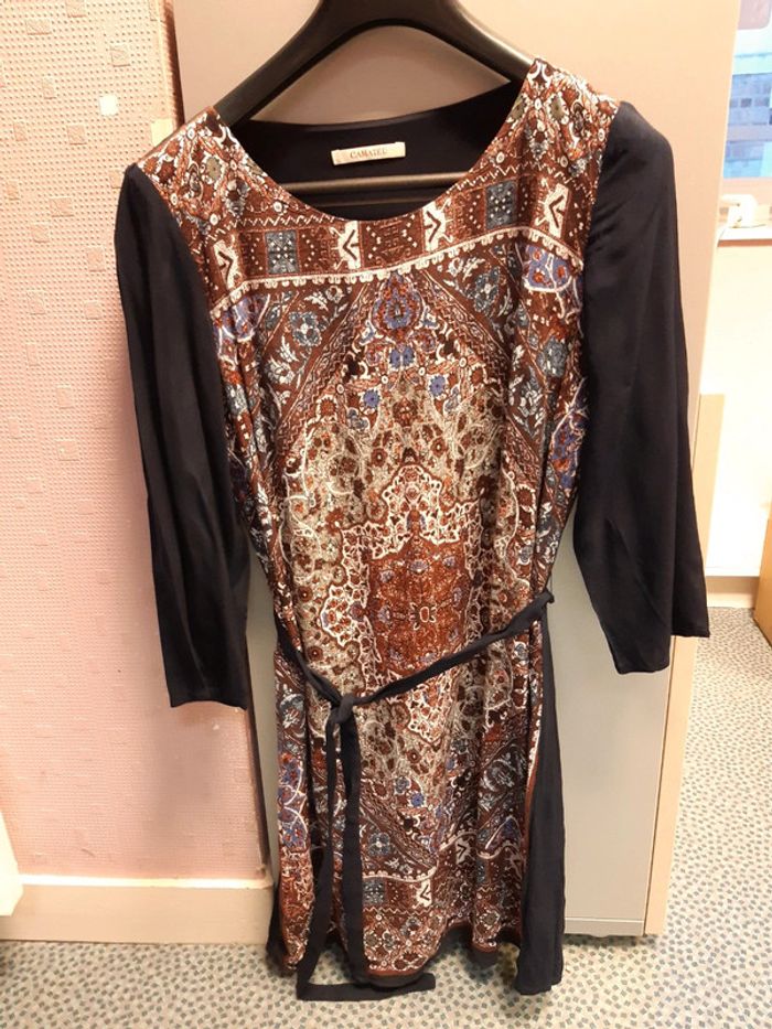 Robe Camaïeu motifs tons marron doublée 36