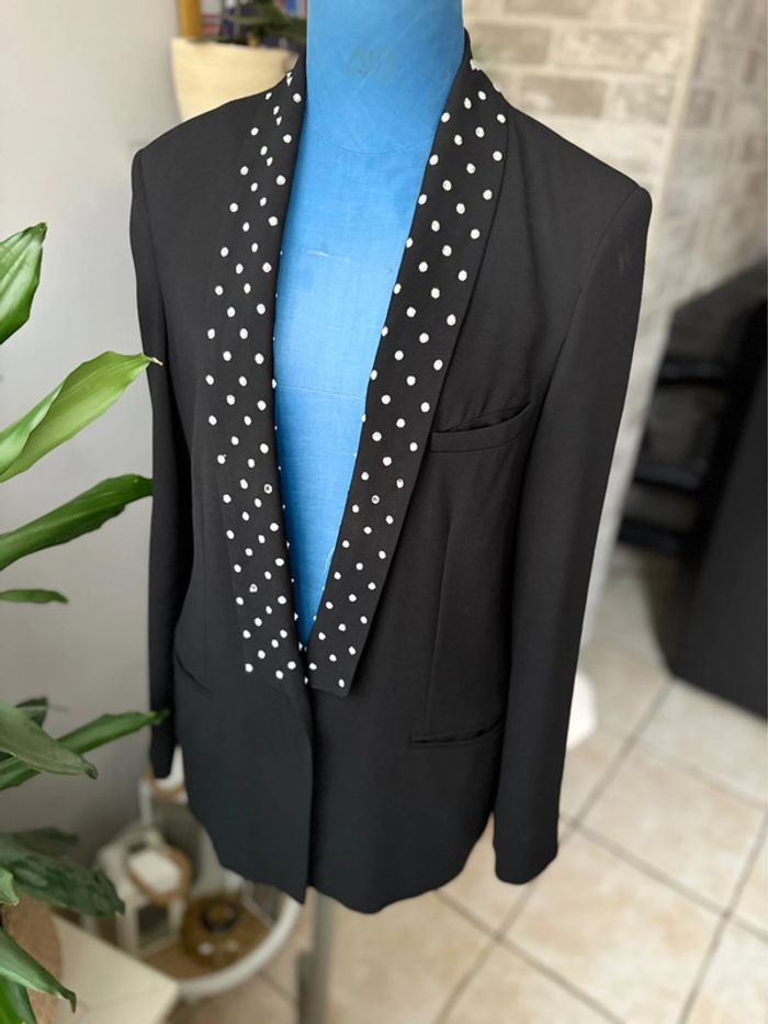 Veste blazer long Claudie Pierlot - noir avec détails argenté - taille 40/L - en très bon état - photo numéro 2