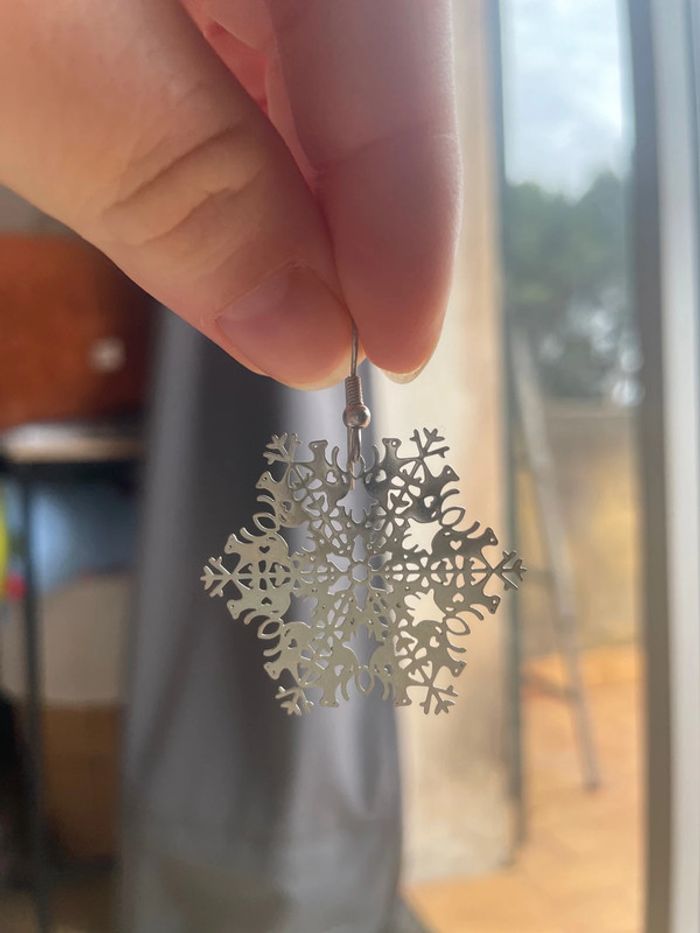 Boucles d’oreilles flocons acier inoxydable - photo numéro 4