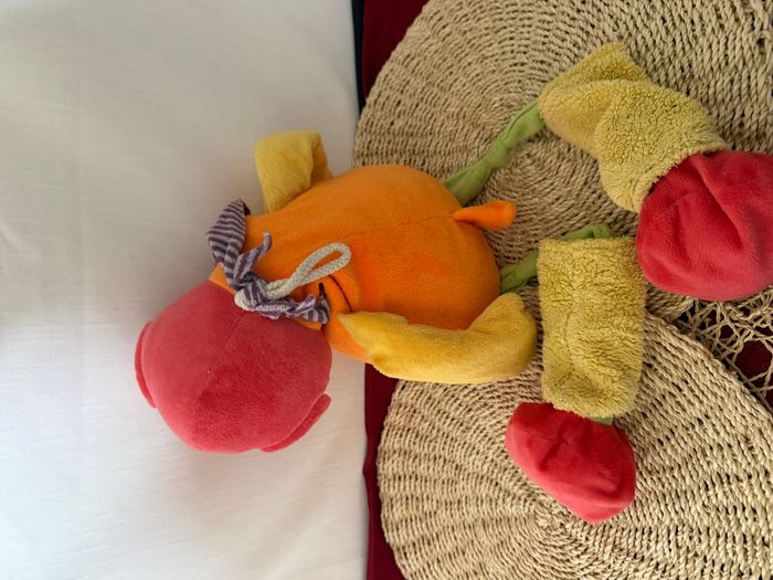 Doudou ours orange jaune rouge vert PLAYKIDS - photo numéro 3