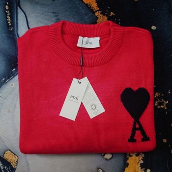 Pull AMI Alexandre Mattiussi Homme Rouge Cœur Noir Taille M
