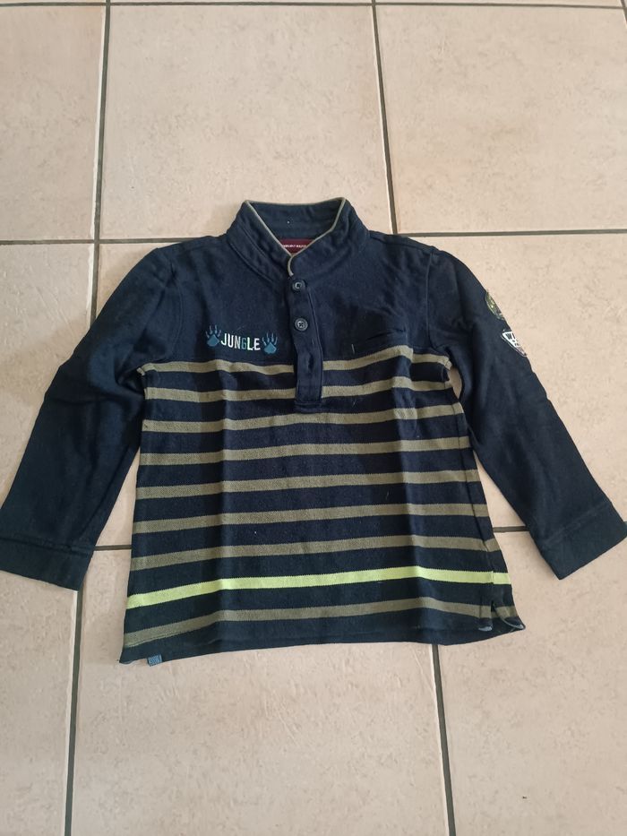 Polo bleu marine et kaki manches longues Sergent major 5 ans