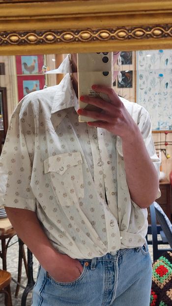 Chemisette en coton mélangé style western unisexe