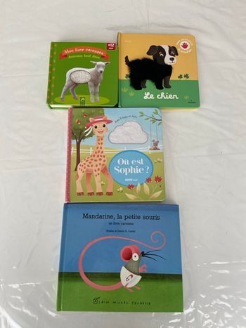 Lot de 4 Livres d’Éveil Bébé à Toucher / Livre Caresses
