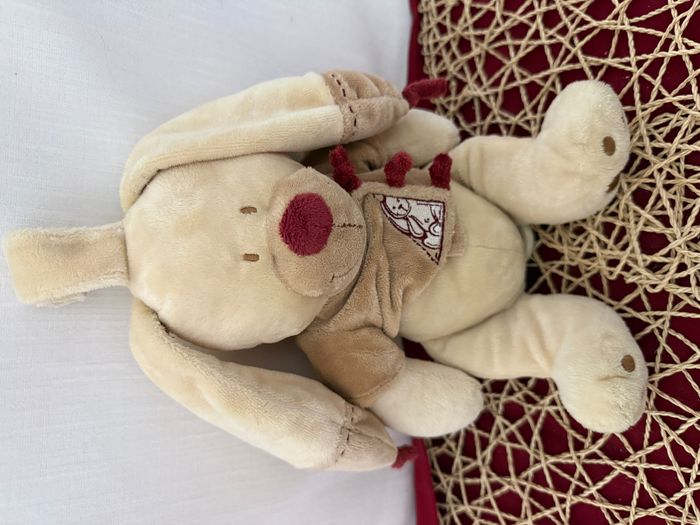 Doudou musical lapin gilet beige bordeaux NICOTOY - photo numéro 4
