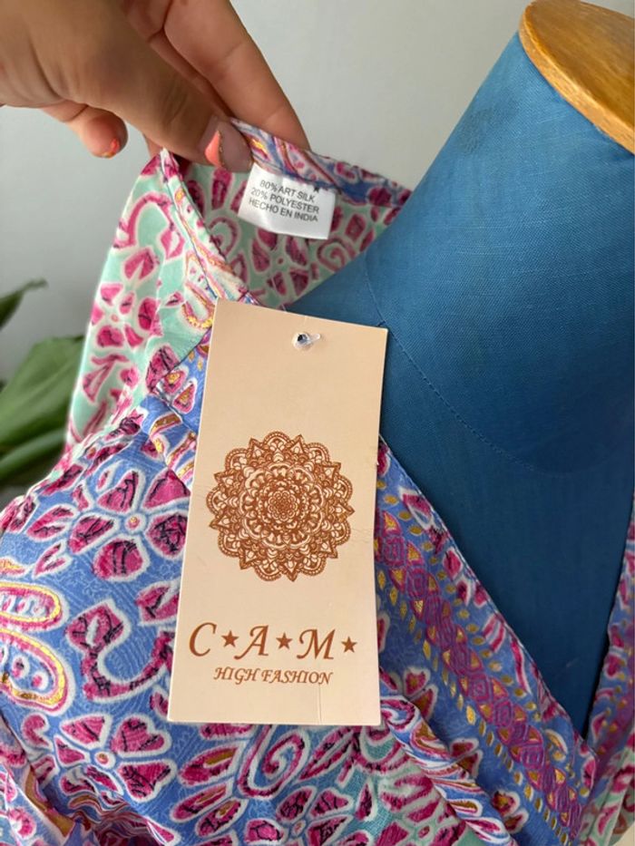 Robe longue à motif orientale - Lila/vert/bleu - taille unique neuve avec étiquette - photo numéro 4
