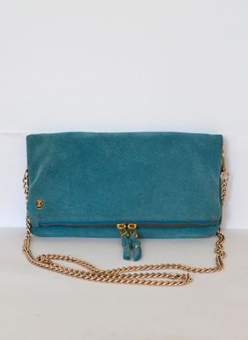Pochette Zadig et Voltaire Rock en daim turquoise TBE