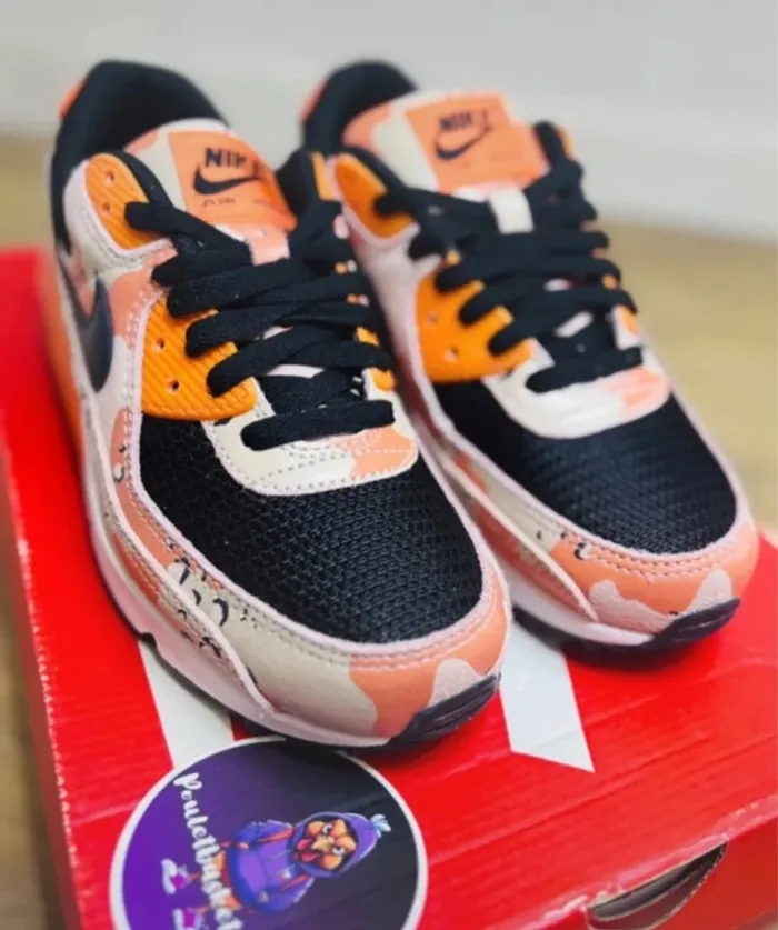 Nike Air Max 90 PRM Camouflage Orange Black Safety Taille 38.5 - photo numéro 3
