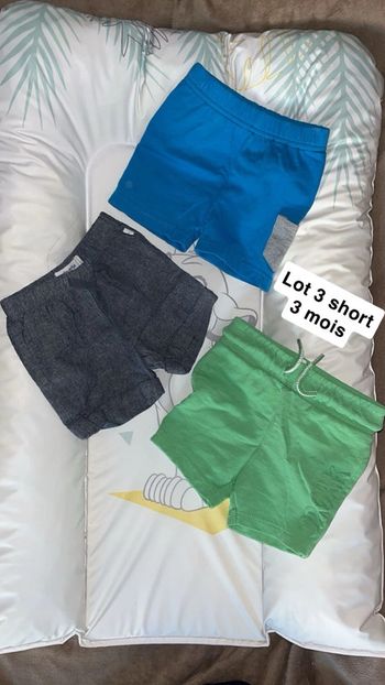 Lot de 3 short bleu et vert 3 mois orchestra / Disney / absorba