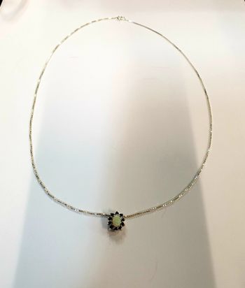 NEUF ! Superbe collier argent avec opale et saphir veritable