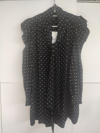 Zara tunique robe noire à pois S