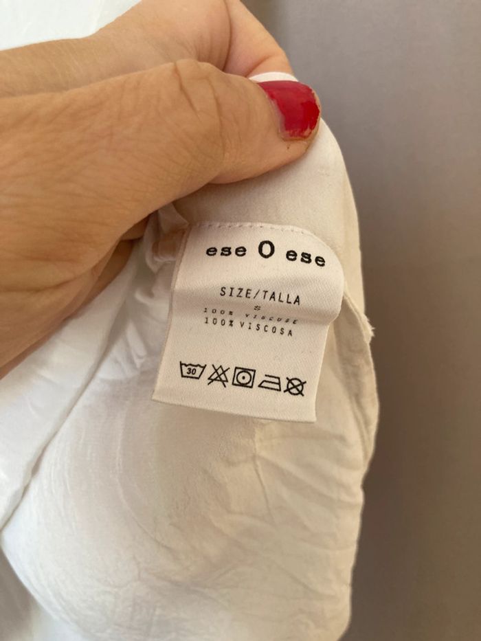 Débardeur blanc soyeux et fluide Ese O bordure dentelle S - photo numéro 3