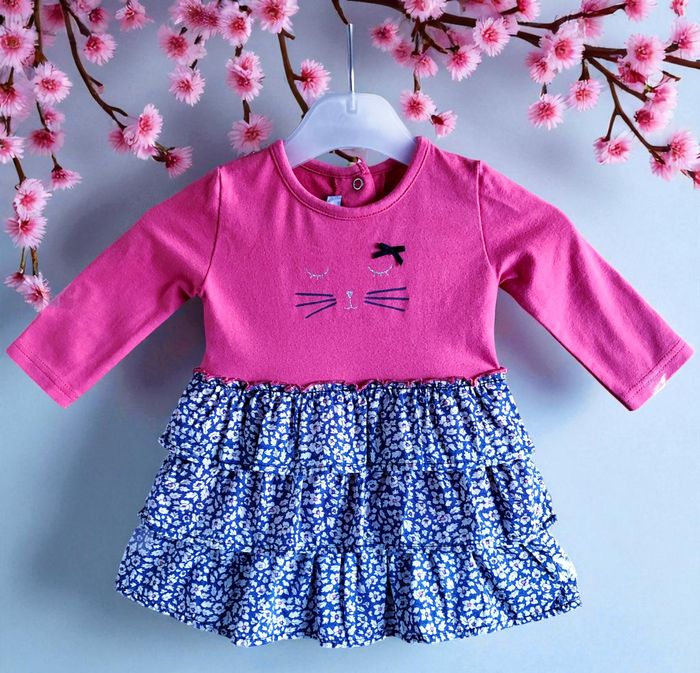 ABSORBA - NEW - ENSEMBLE 5P BÉBÉ FILLE MOTIF LIBERTY, VOLANTS & TÊTE DE CHAT 3M - photo numéro 6
