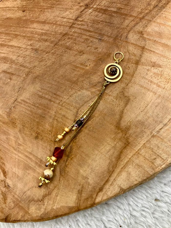 Bijou de cheveux, tresse/dread, macramé pierre Œil de Tigre