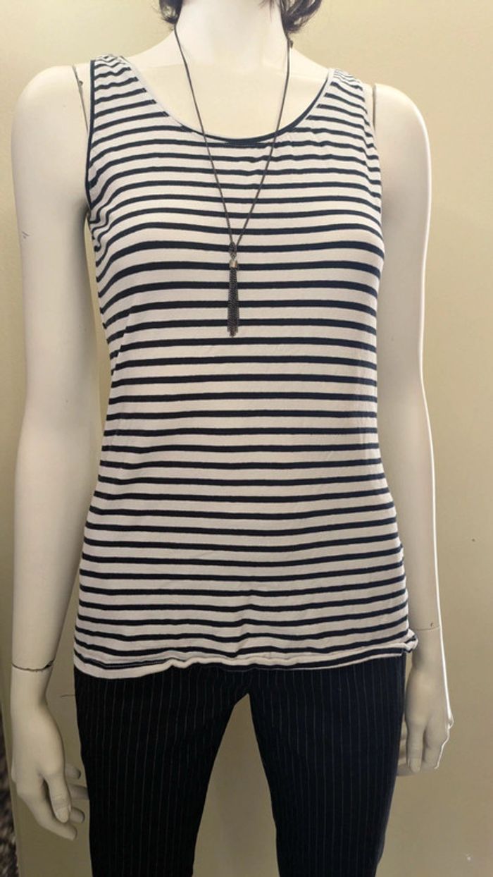 Débardeur rayé blanc noir