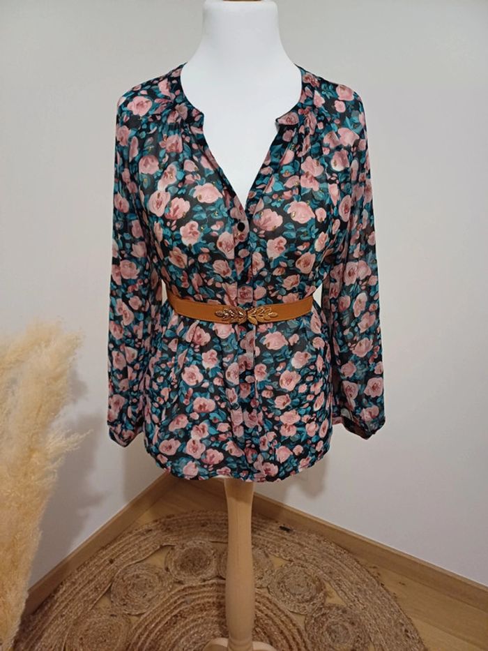 Chemise transparente fleurie Goa taille M 38