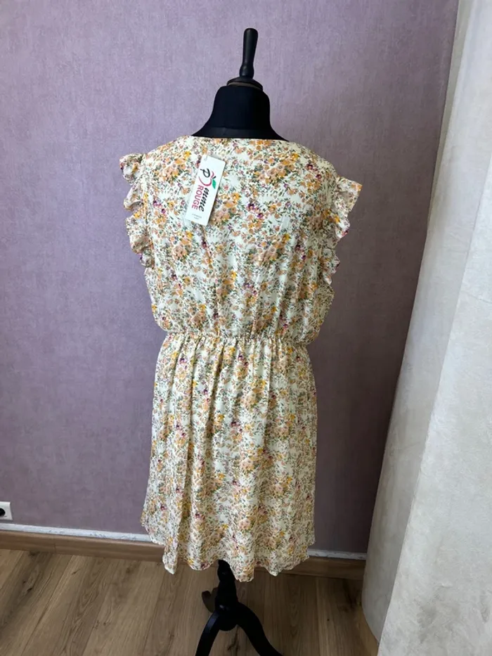 Robe femme taille 50 taille 52 fleurie mi longue robe été robe automne jaune femme - photo numéro 5