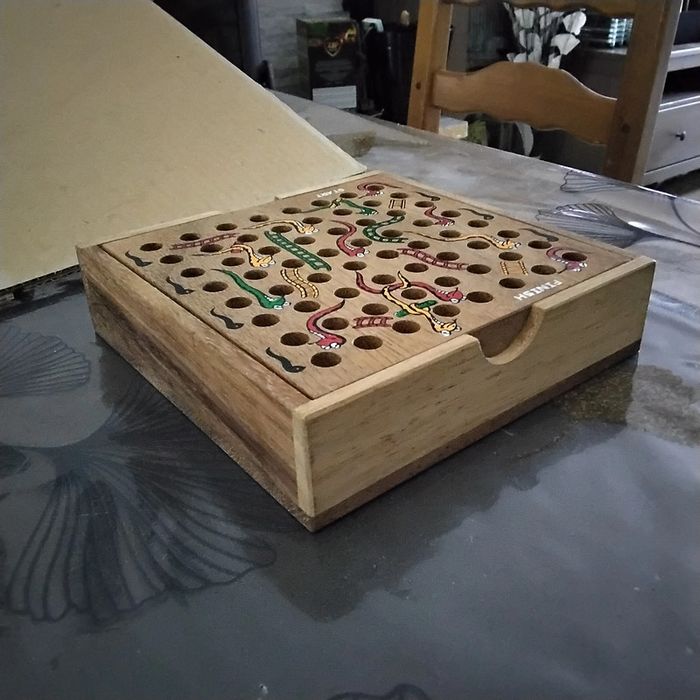Jeu du serpent et échelle bois voyage - photo numéro 4