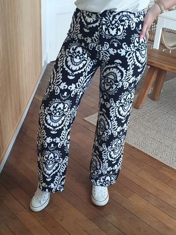 Pantalon fluide Limoges baroque noir/blanc Taille M