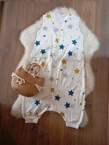 Neuf 🌟 gigoteuse a pied mi saison 100% coton 2 /3 ans mixte imprimé étoile