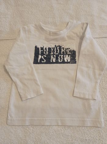 Taille 2 ans 86 cm pull blanc manche longue avec motif devant voir photos marque tape à l'oeil couleur blanc