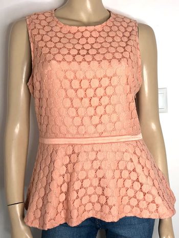 Joli top péplum en dentelle couleur orange pêche taille L