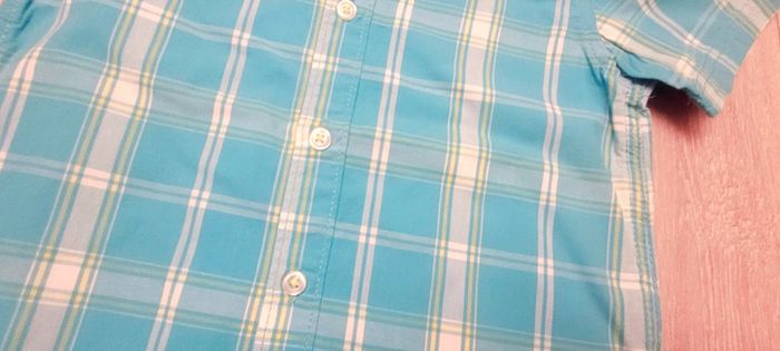 Chemisette bleu turquoise à rayure blanche et jaune. Garçon 7 ans. Marque In Extenso - photo numéro 2