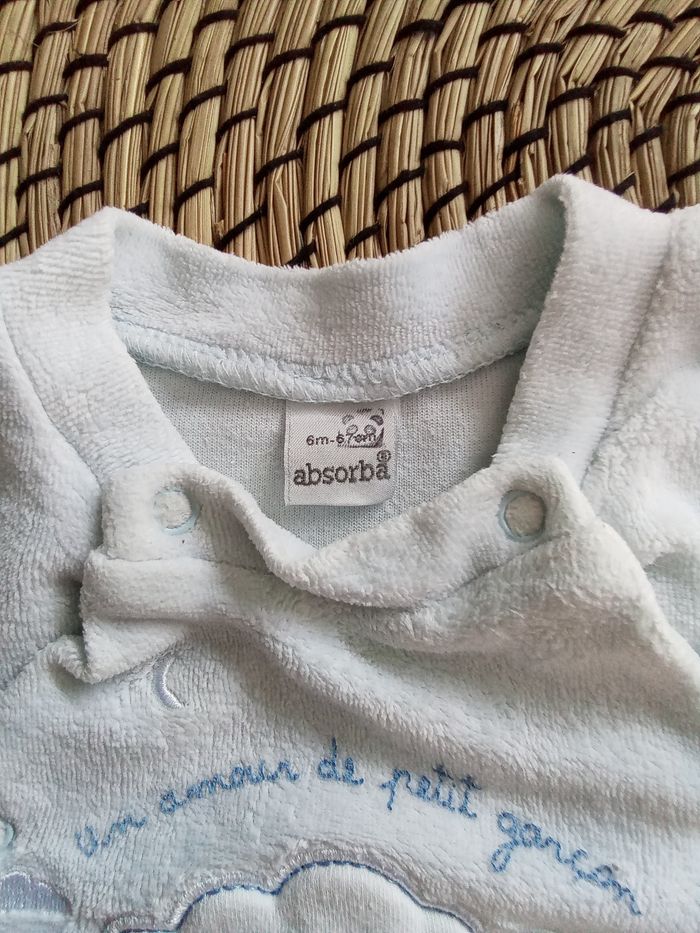BG abygro bleu clair en velours Absorba taille 3 mois - photo numéro 3