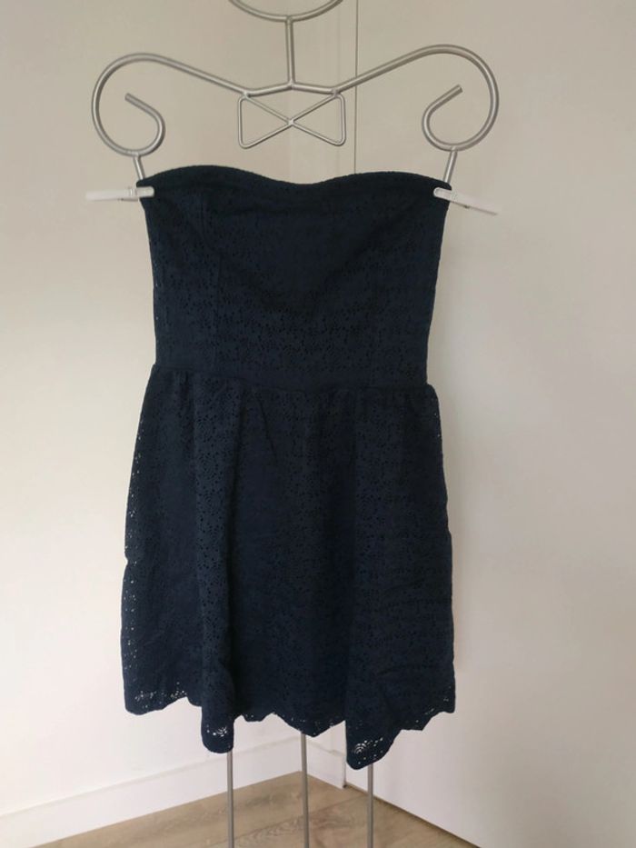 Robe bustier dentelle t42 bleue marine